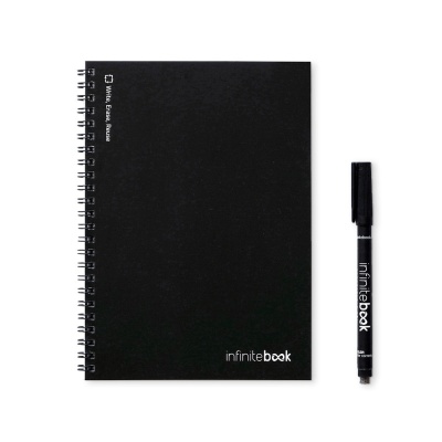 INFINITEBOOK LINED A5. "Infinitebook" cu copertă flexibilă și 15 pagini simple de tip tablă albă - Negru