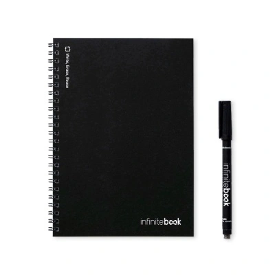 INFINITEBOOK LINED A5. "Infinitebook" cu copertă flexibilă și 15 pagini simple de tip tablă albă - Negru
