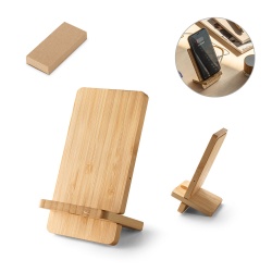 LANGE. Suport pentru smartphone cu încărcător wireless rapid de 15W din bambus - Natural - Personalizat - Img 6