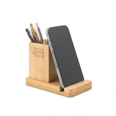 ERWIN. Set de birou cu suport pentru telefon mobil și pahar - Natural - Personalizat