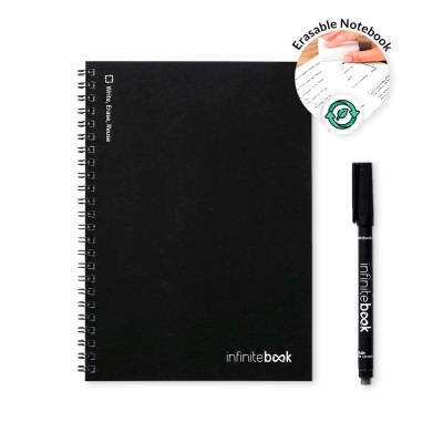 INFINITEBOOK LINED A5. "Infinitebook" cu copertă flexibilă și 15 pagini simple de tip tablă albă - Negru - Img 2