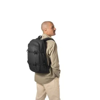 KAMPALA. Rucsac pentru laptop din poliester reciclat 900D, de înaltă densitate, cu protecție impermeabilă și căptușeală din poliester reciclat 210D 17'3" - Negru - 21 L - Img 5