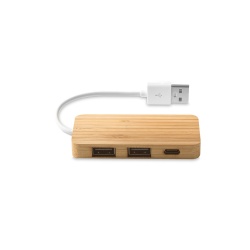 MOSER. HUB cu 2 porturi USB-A și 1 port USB-C din bambus - Natural - Img 4