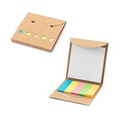 AINSLEY. Set de birou 2 în 1, fabricat din hârtie 100% reciclată, cu 6 blocuri de notițe adezive