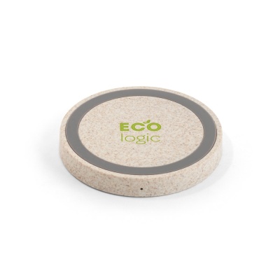CUVIER. Încărcător wireless super rapid 5W în ABS și fibră de paie - Natural