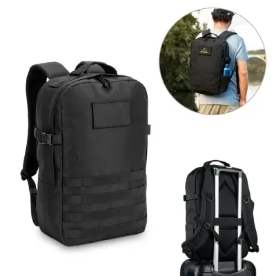 EDINBURGH BPACK. Rucsac în stil militar din poliester reciclat 600D, de înaltă densitate și căptușeală din poliester reciclat 210D 17'3'