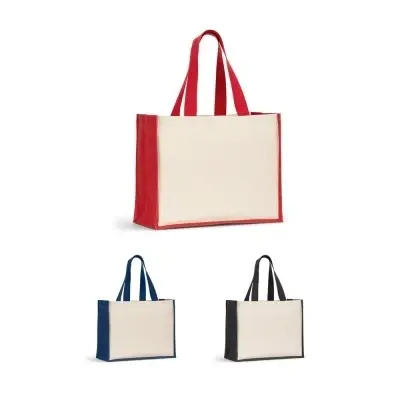HELSINQUE COLOUR. Sacoșă din pânză (320 g/m²), cu baza și părțile laterale din iută laminată (350 g/m²) în culori - Img 3