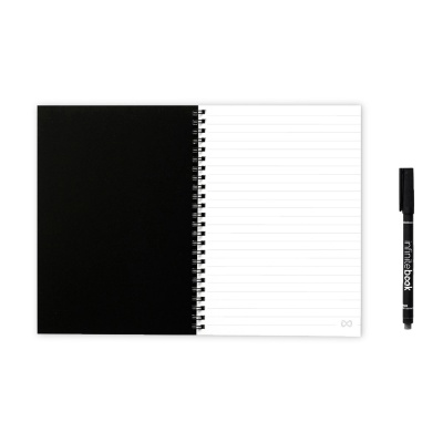 INFINITEBOOK LINED A5. "Infinitebook" cu copertă flexibilă și 15 pagini simple de tip tablă albă - Negru - Img 3