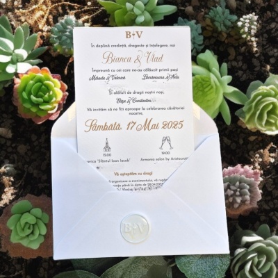 Invitatie Nunta Eleganta cu plic alb