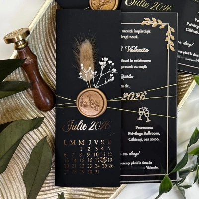 Invitații de nuntă plexiglas cu calendar - Img 2