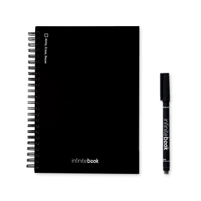 STARTER KIT INFINITEBOOK A5. Setul include un "Infinitebook", kit de curățare, marker și suport pentru marker