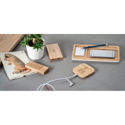 FITCH. Power bank de 5'000 mAh cu încărcător wireless de 5W din bambus - Natural - Img 2