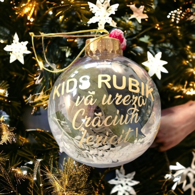 Glob cu Frunze Criogenate și Logo - Eleganță Naturală pentru Decorațiuni sau Cadouri Corporate - Img 3