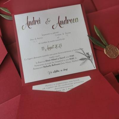 Invitație cu frunze de maslin - Img 2