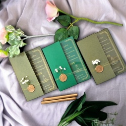 Invitatie de nuntă tranparenta cu semiplic verde olive - Img 2