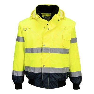 Jachetă Bomber 3 în 1 cu contrast Hi-Vis Portwest C465, galben reflectorizant (galben/navy)