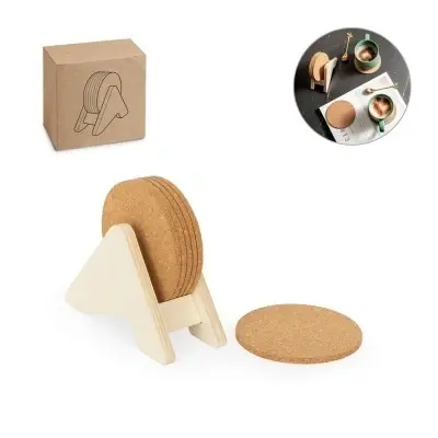 PLYCORK. Suport din placaj cu 6 coastere de plută