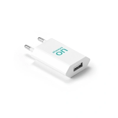 WOESE. Adaptor de alimentare USB-A 5W din ABS 100% reciclat (100% rABS) - Alb