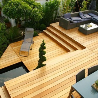 Deck Terasa Lemn Garapa 144mm profil drept natural