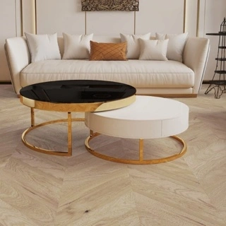 Parchet chevron stejar Balos 130/14mm alb mat