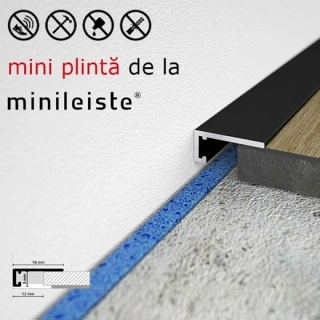 Profil ALU Mini-L 16x5mm negru, mini plinta cluj