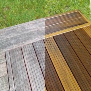 Solutie Tover Grey Free 1L restaurare lemn exterior before after