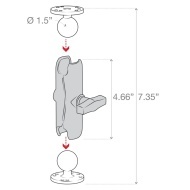 RAM tartószerkezet mindkét végén kör alakú AMPs furatú talppal és normál karral (1,5")