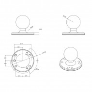 RAM® C-típusú (1,5"-os) univerzális tartószerkezet RÖVID karral és hátlaplemezzel