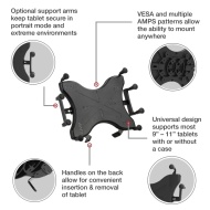 RAM® X-Grip® tablettartó 9"-11" tabletekhez Twist-Lock™ kettős tapadókoronggal és hosszú karral