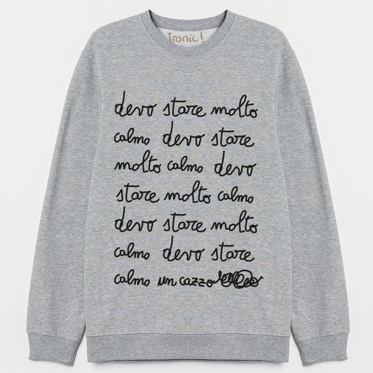 Trendyol Collection Fleece-Strick-Sweatshirt in Übergröße – schwarzer Slogan-Druck, dicke