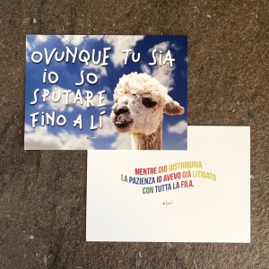 Cartolina "Ovunque tu sia io so sputare fino a lì" - Img 2