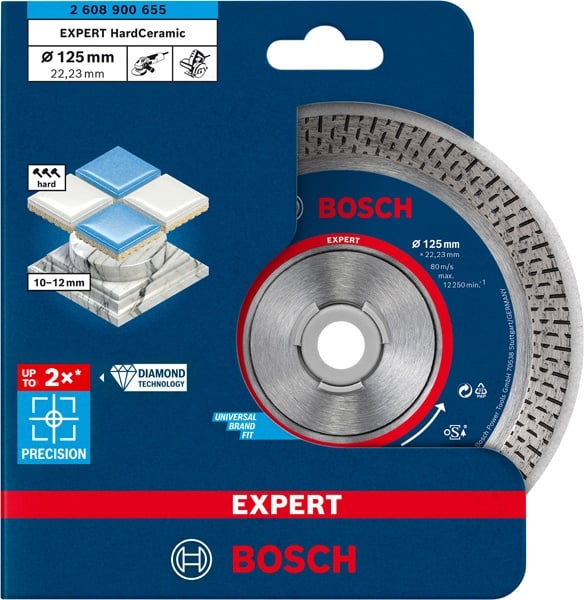 Bosch Disc diamantat Expert HardCeramic, 125x22.23x1.4x10mm - 1 | YEO