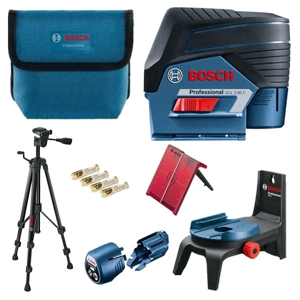 Bosch GCL 2-50 C + RM 2 + BT 150 Set nivela laser cu linii, 20m, receptor 50m, precizie 0.3mm/m