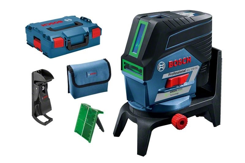 Bosch GCL 2-50 CG + RM 2 + BM 3 (solo) Nivela laser verde cu linii (20 m) cu Bluetooth + Suport professional + Clema pentru tavan + L-Boxx - 1 | YEO