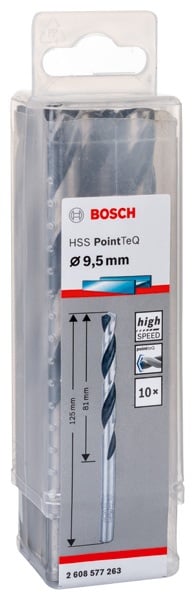 Bosch Set 10 burghie metal HSS PointTeQ, 9.5x81x125mm