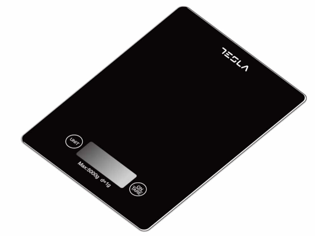 Cantar de bucatarie Tesla KS201B, 5kg, ecran LCDFunctie Tara, Sticla, Negru