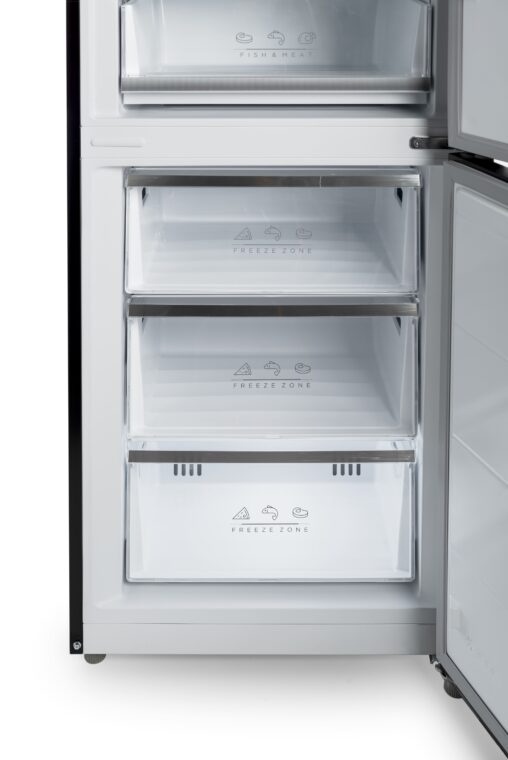 Combina frigorifica VIVAX CF-3781DNF BG, 378L, Clasa E, Total No Frost si No Frost Multi Air Flow, Termostat digital LED, Iluminare LED, Fast Freeze, Avertizare sonora, Usi reversibile, H 197cm, Sticla Neagra - 2 | YEO