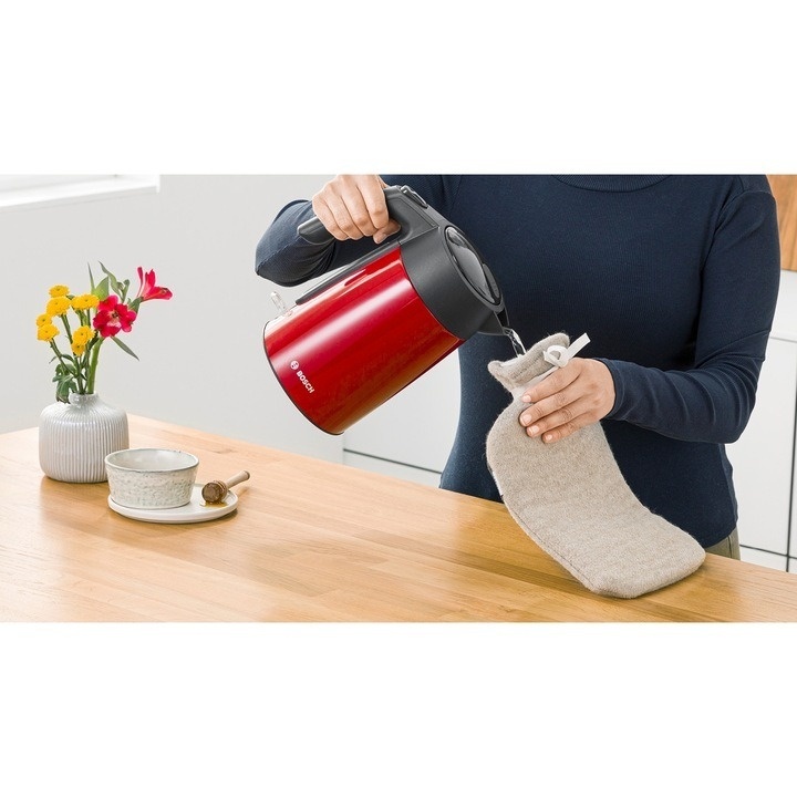 Fierbator apa Bosch TWK7L464, 2400 W, 1,7 L, 220-240 V, indicator pentru numarul de cesti, oprire automata, rosu/antracit - 2 | YEO