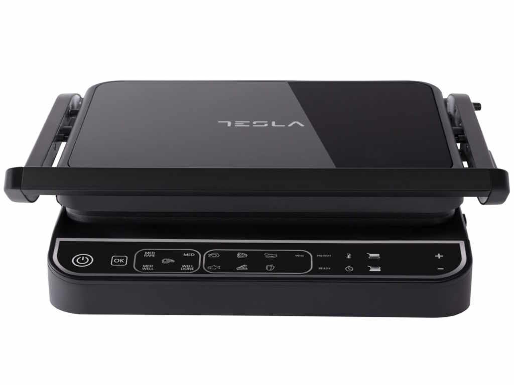 Gratar electric Tesla GR500BG, 2000 W, 10 programeLED, control digital, 30x23cm, negru/sticla - 1 | YEO