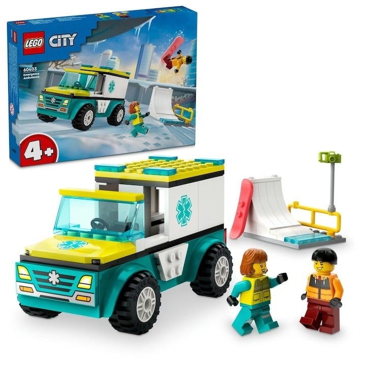 LEGO® City - Ambulanta de urgenta si practicant de snow-boarding 60403, 79 piese - 2 | YEO