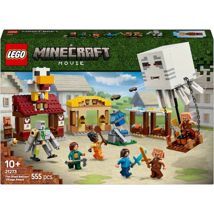 LEGO® Minecraft™ - Atacul baloanelor Ghast asupra satului 21273, 555 piese