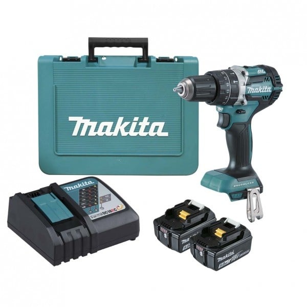 Makita DHP484RTE Masina de gaurit si insurubat cu percutie Li-Ion, 18V, 60Nm + 2 x acumulator 5Ah + incarcator