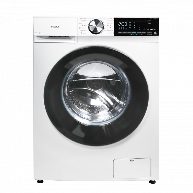 Masina de spalat rufe VIVAX WFL-140816PMI, 8kg, 1400 RPM, BLDC Motor Inverter, Clasa A, Steam Hygiene, Children\'s sensitive laundry, Eco, Display digital, Control electronic, Stain Magic, Quick Wash, Delay Start, 16 Programe, Alb
