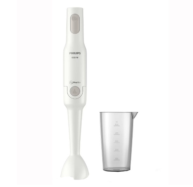 Mixer vertical Philips ProMix HR2531/00, 650 W, 1 setare viteza, cana si lama S incluse, Alb