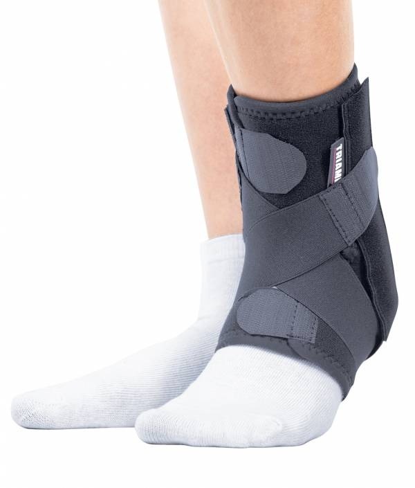 Orteza de glezna mobila cu suport elastic, pentru copii, Triamed Malleofix Plus Junior, SRT331, Universal, Negru