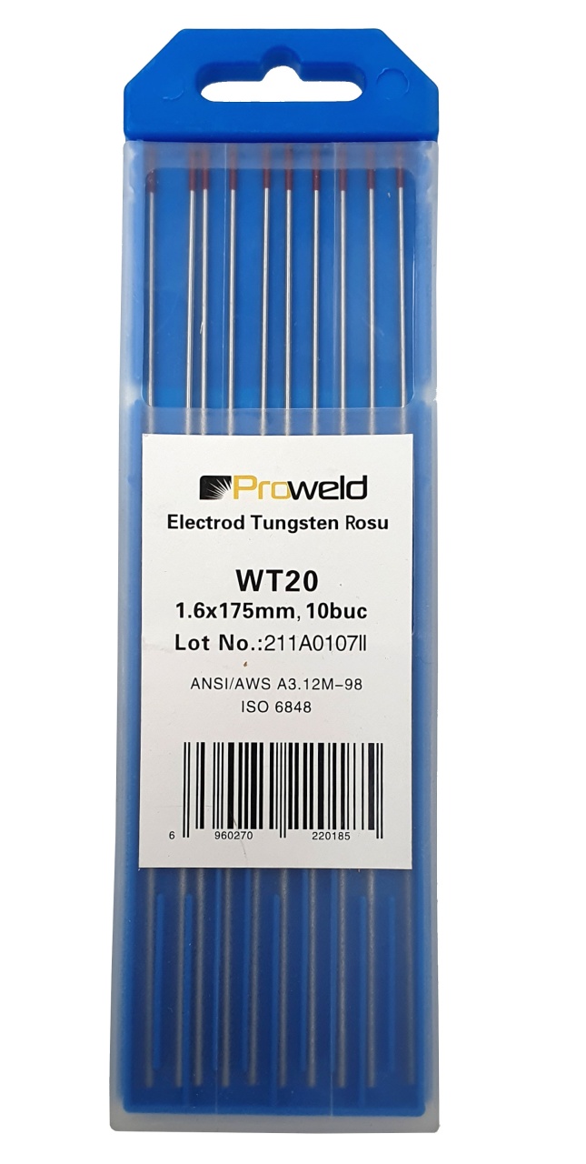 ProWELD WT20 Electrozi tungsten rosu, 1.6x175mm, 10buc - 1 | YEO