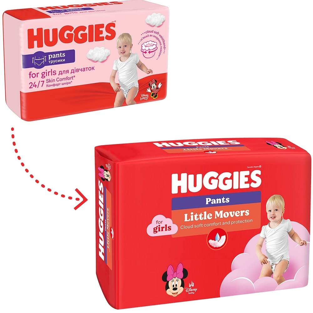 Scutece chilotel Huggies Little Movers 5, Girl, 12-17 kg, 96 buc - 1 | YEO