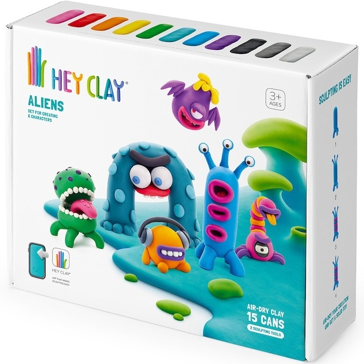 Set Hey Clay - Aliens, 15 cutii - 1 | YEO