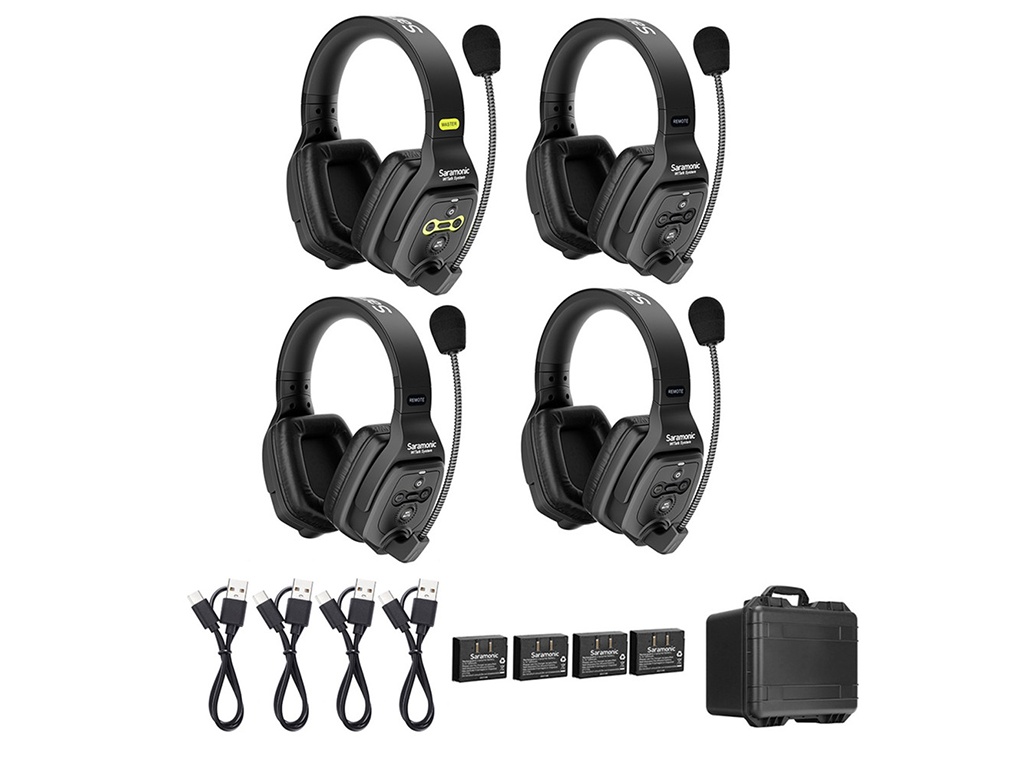Solutie intercom stereo comp Saramonic WiTalk WT4D4xbat, 4 pers, Full-Duplex 1.9GHz, dual-ear