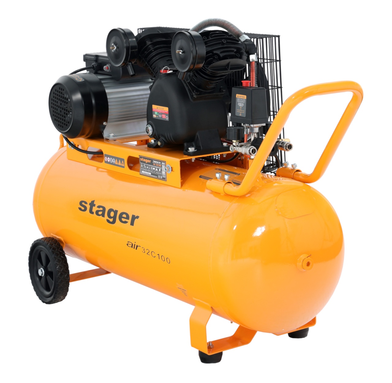 Stager Air 32C100 compresor aer, 100L, 10bar, 324L/min, monofazat, angrenare curea